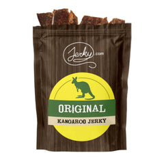 Jerky.com Original Kangaroo Exotic Jerky packshot highlights premium protein for on-the-go snacking.