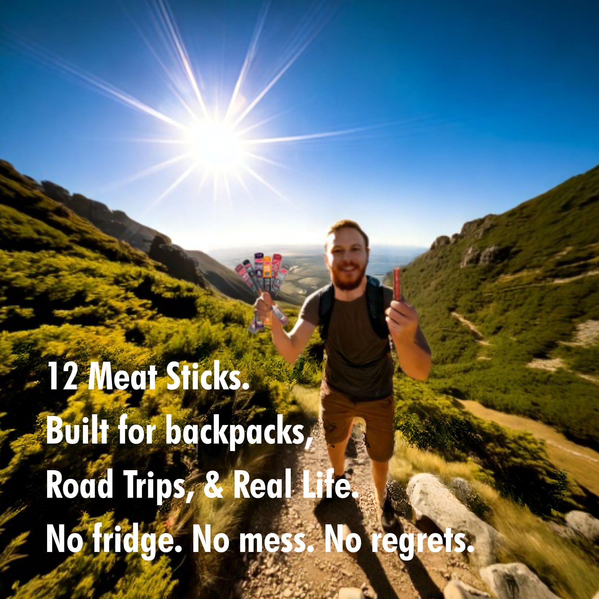Jerky.com Travel-ready sticks, individually wrapped for road trips.