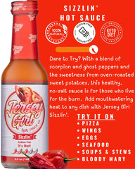 Jersey Girl Sizzlin' No Sodium ingredients highlight roasted sweet potatoes and tomatoes.