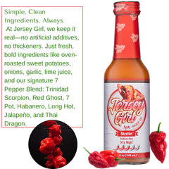 Jersey Girl Sizzlin' No Sodium serving ideas over tacos and eggs.