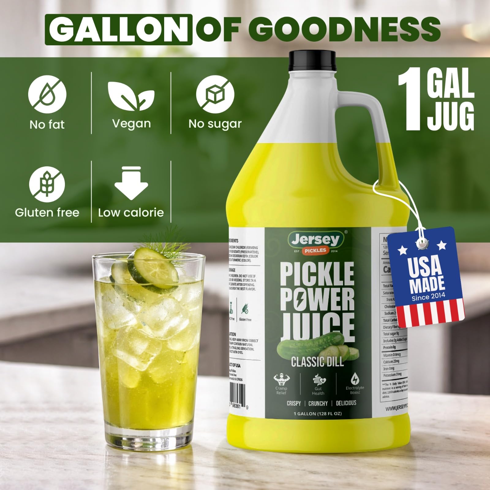 Jersey Pickles Pickle Power Juice Electrolytes graphic emphasizes hydration support