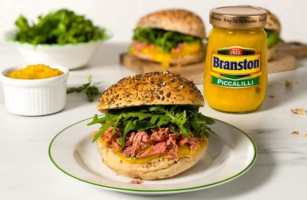 Jesmona Branston Piccalilli pack2 jar close-up, vegan-friendly relish