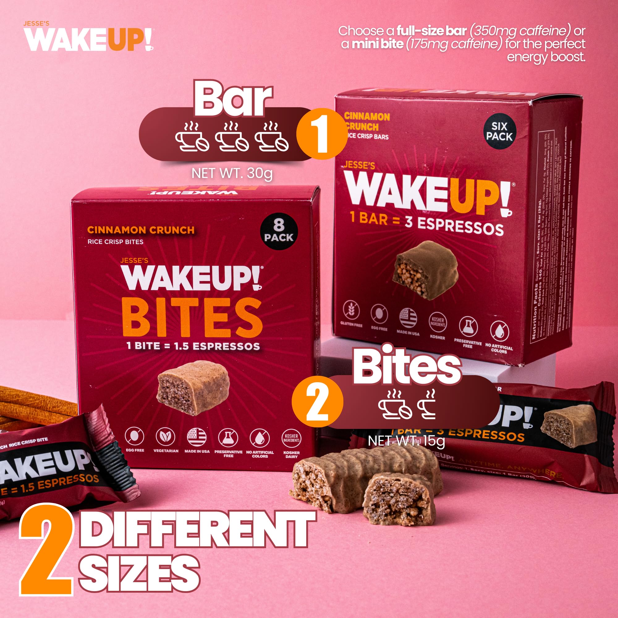Jesse's WakeUP Cinnamon Crunch bar in a truck cab for overnight shifts.
