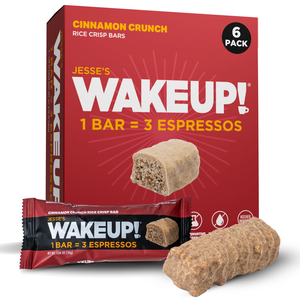 Jesse's WakeUP Cinnamon Crunch 6-pack front, ready for long shifts with on-demand energy.