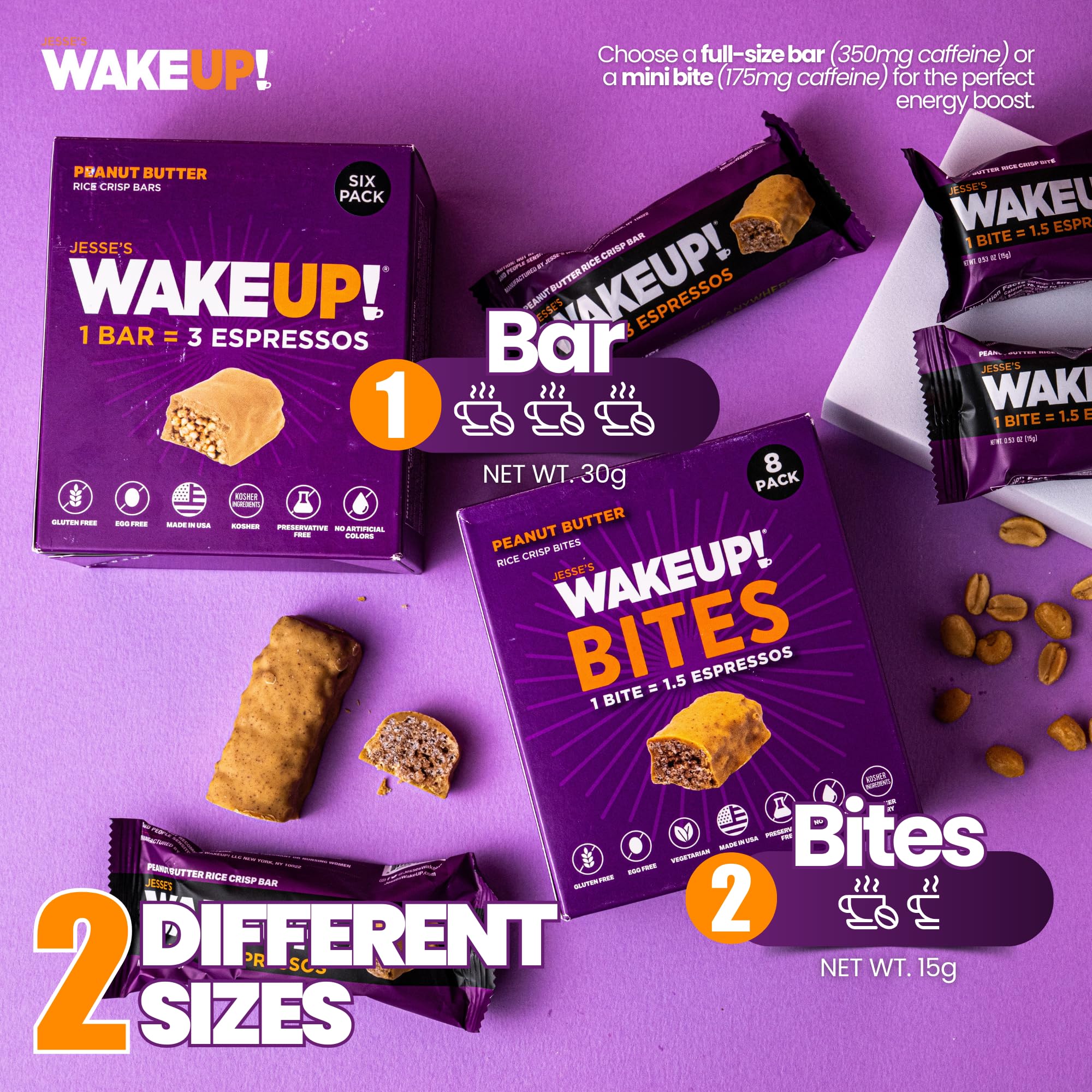 Individually wrapped bites for grab-and-go caffeine when needed