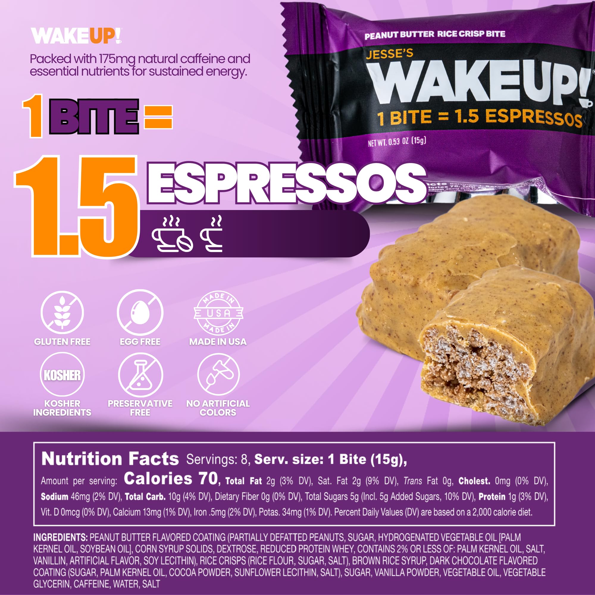Texture shot highlights bold peanut butter flavor and satisfying bite