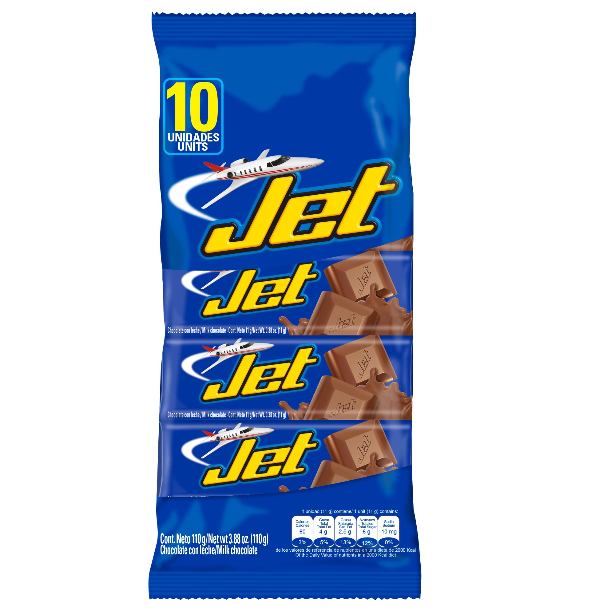 Jet Milk Chocolate Bar bag pack displaying 10 bars, perfect for sharing.