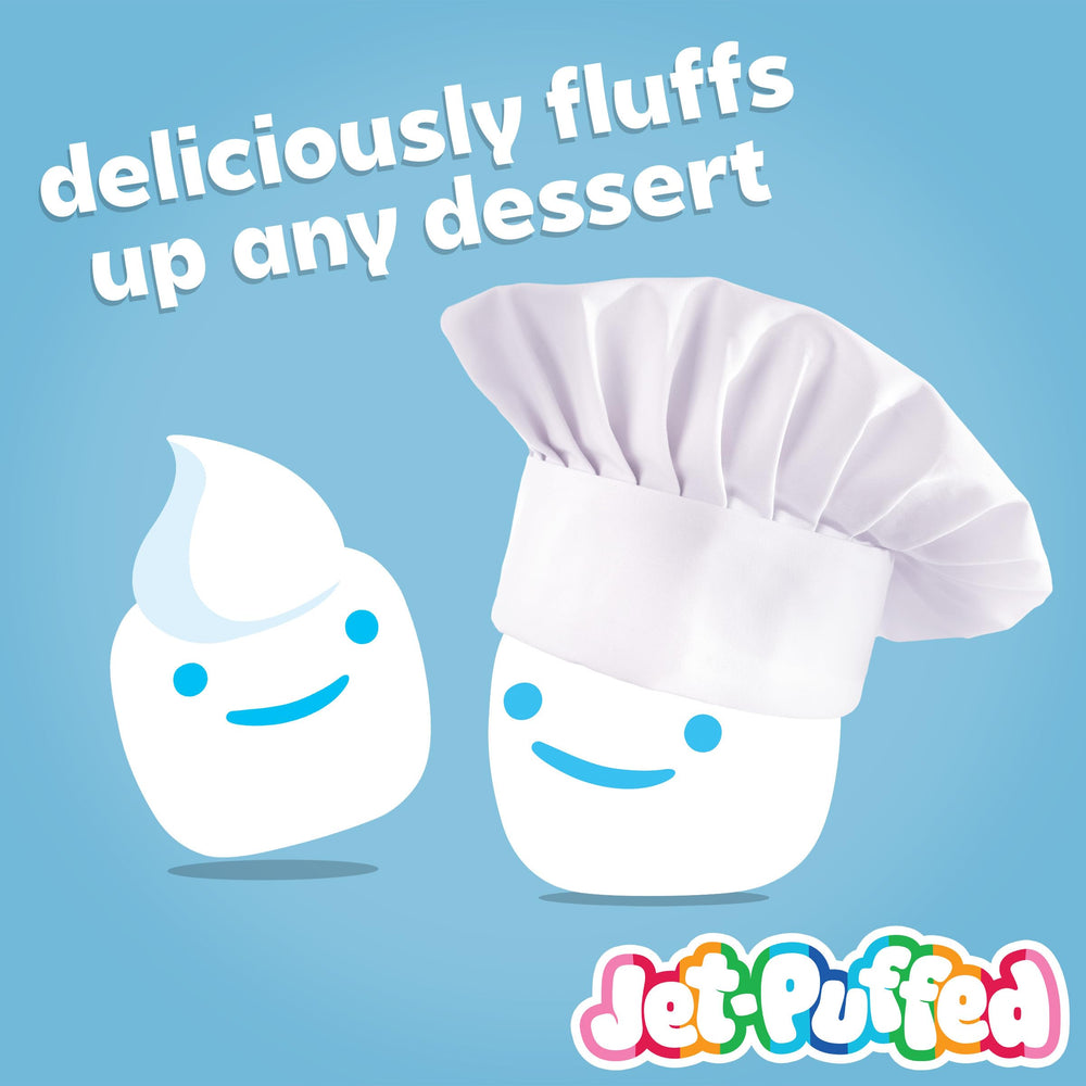 Jet-Puffed Marshmallow Creme with chocolate sauce swirl on dessert