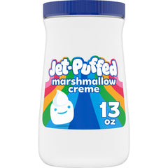 Jet-Puffed Marshmallow Creme jar shown for smooth spreading and easy topping use