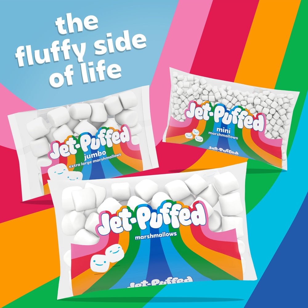 Jet-Puffed Marshmallows melting into a warm drink, enhancing flavor.