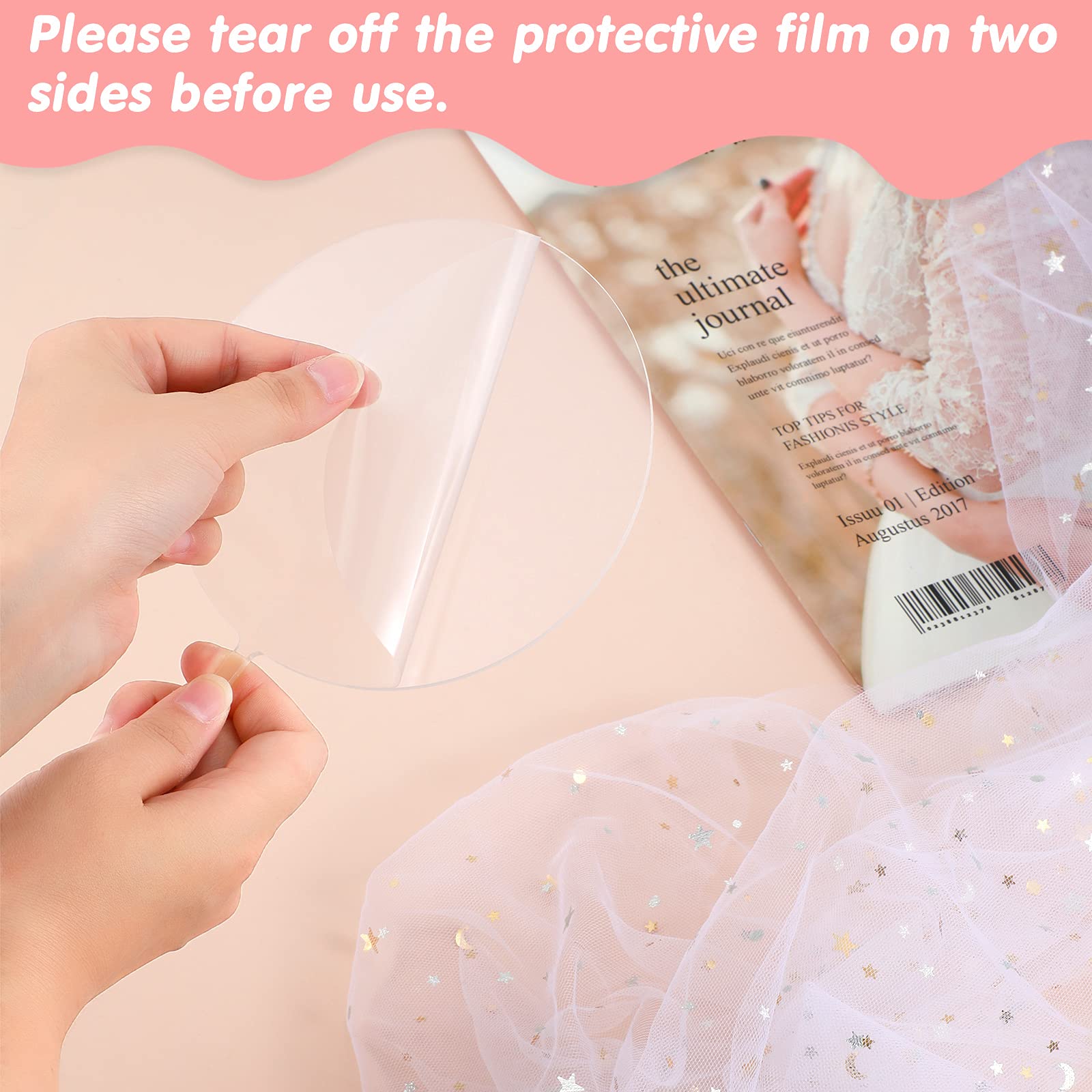 Jetec protective film on both sides; remove before use on toppers 5 inch