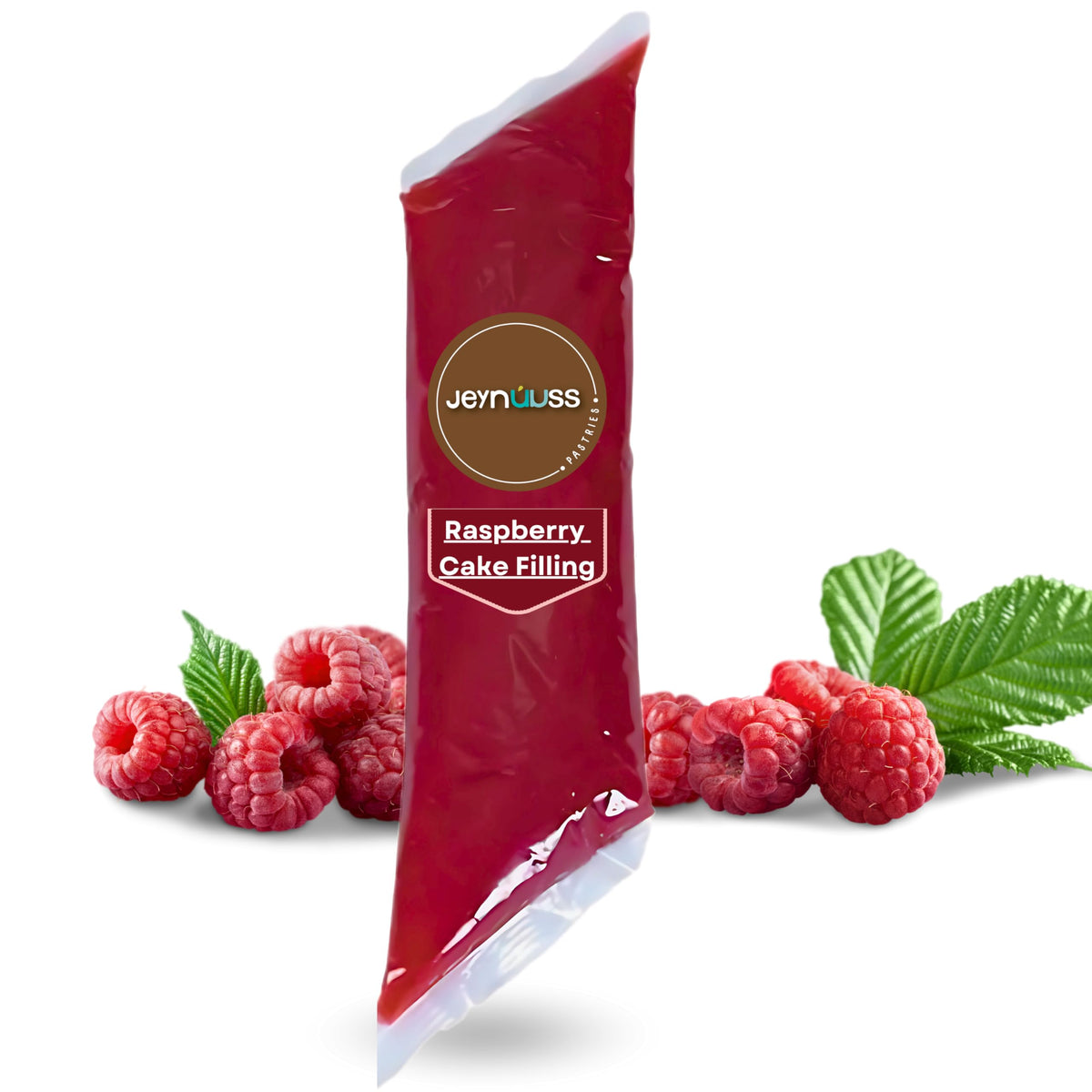 Jeynúuss Raspberry Cake Filling tube ready to decorate cakes and pastries