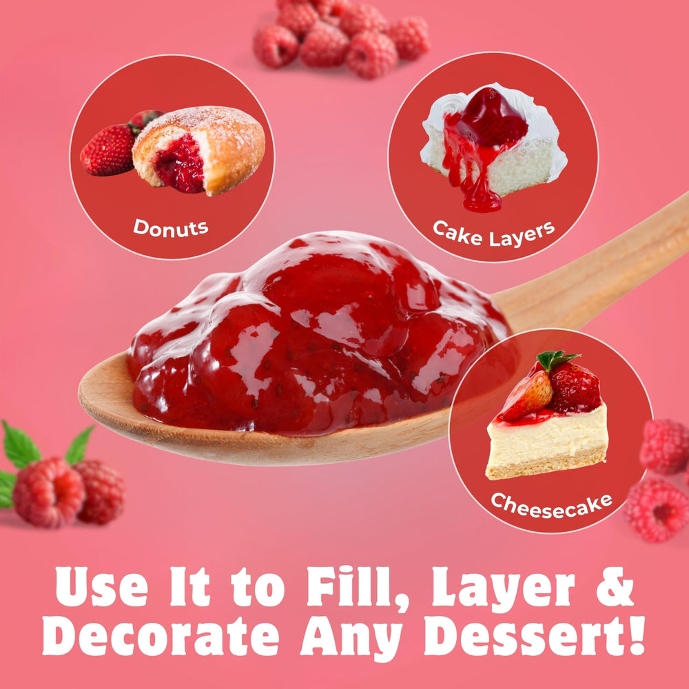Visible raspberry pieces in Jeynúuss filling for authentic fruit texture