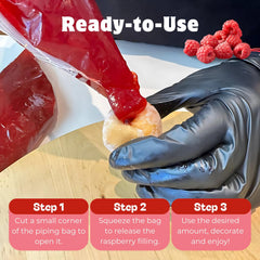 Jeynúuss Raspberry Filling stays oven-stable for reliable baking results