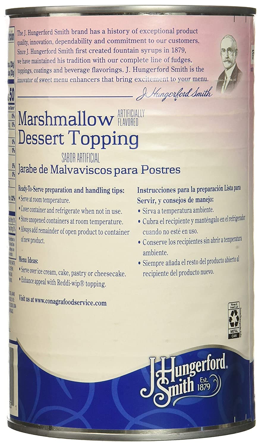 J. Hungerford Smith Marshmallow Dessert Topping on a plate for a delightful sundae.