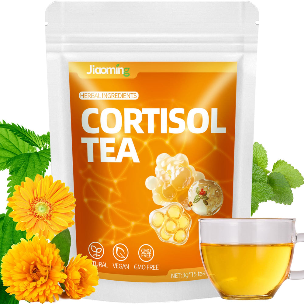 Jiaoming cortisol tea cup steeping to evoke relaxation and focus.
