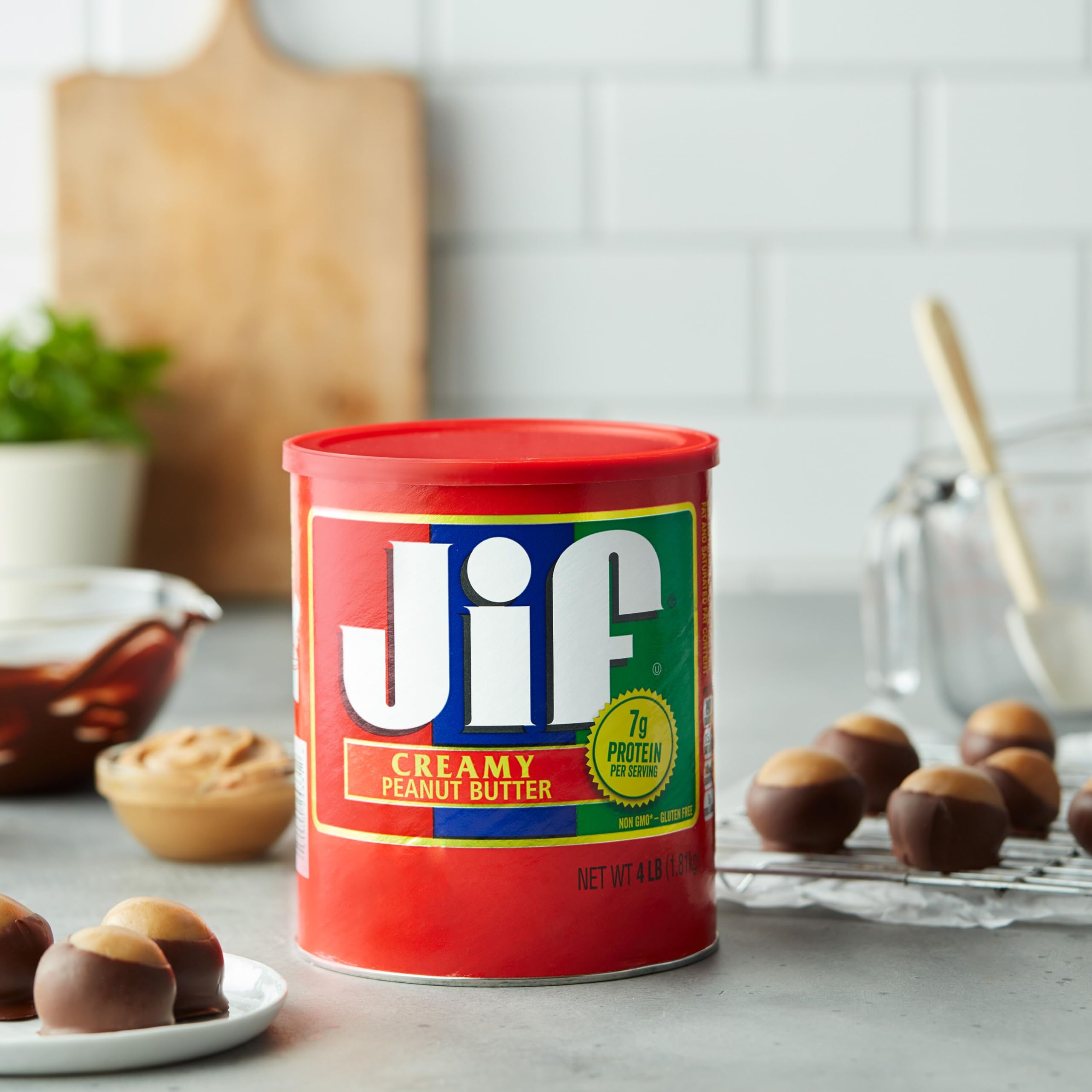 Baking dough with Jif for cookies and treats