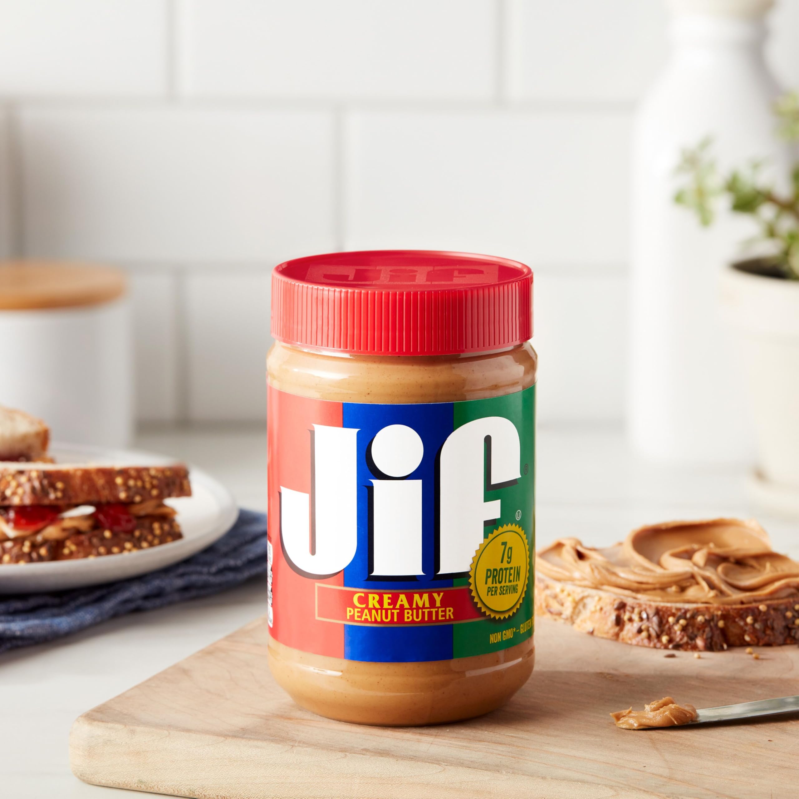 Jif Creamy Peanut Butter with jelly sandwich idea.