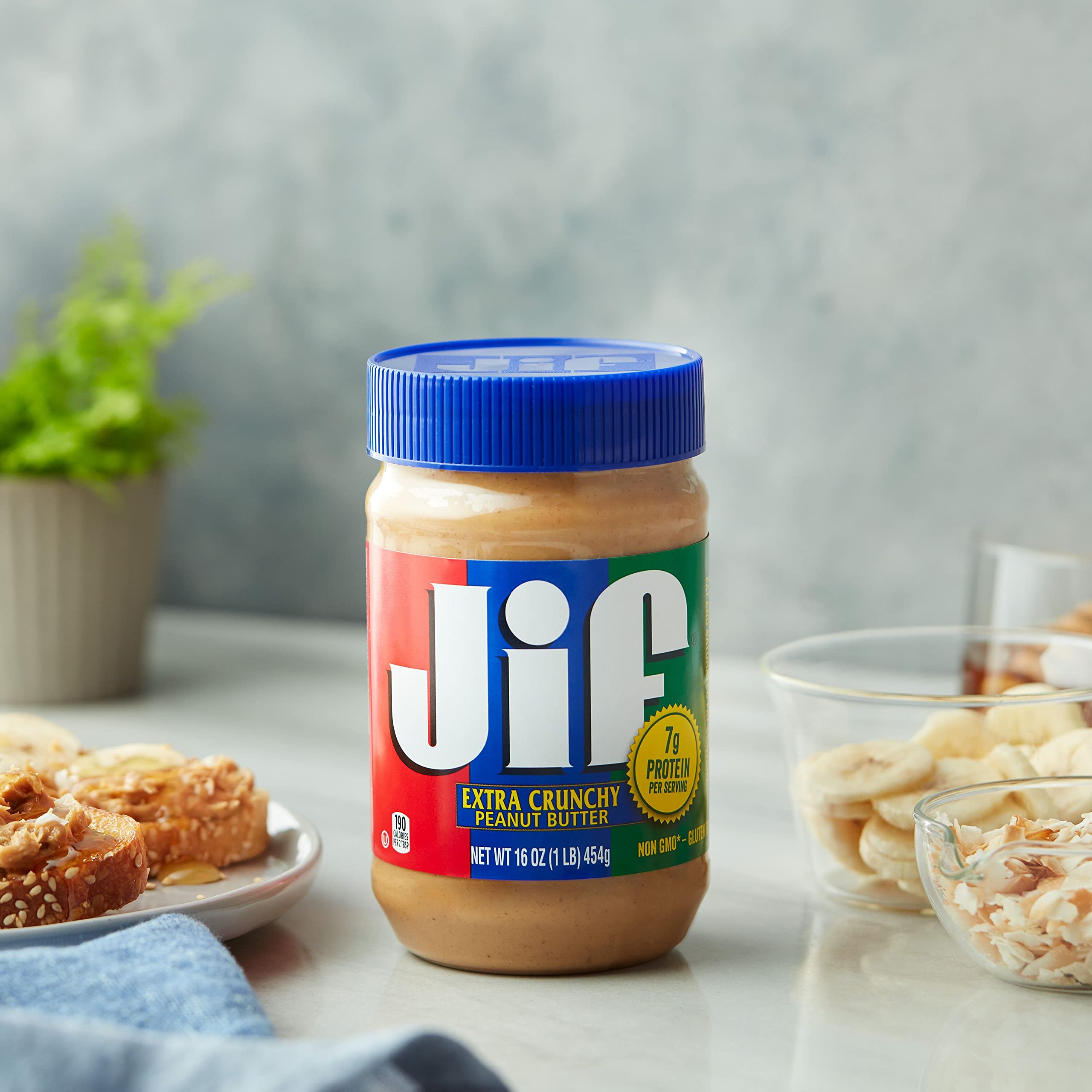Jif Crunchy Peanut Butter ingredient peanuts emphasizing natural flavor and quality