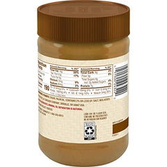 Jif Natural Creamy Peanut Butter jar side label highlights 90% peanuts and all-natural ingredients