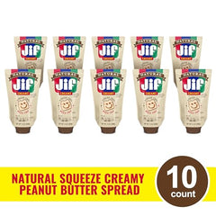 Pouch on kitchen counter shows resealable design preserving fresh Jif flavor.