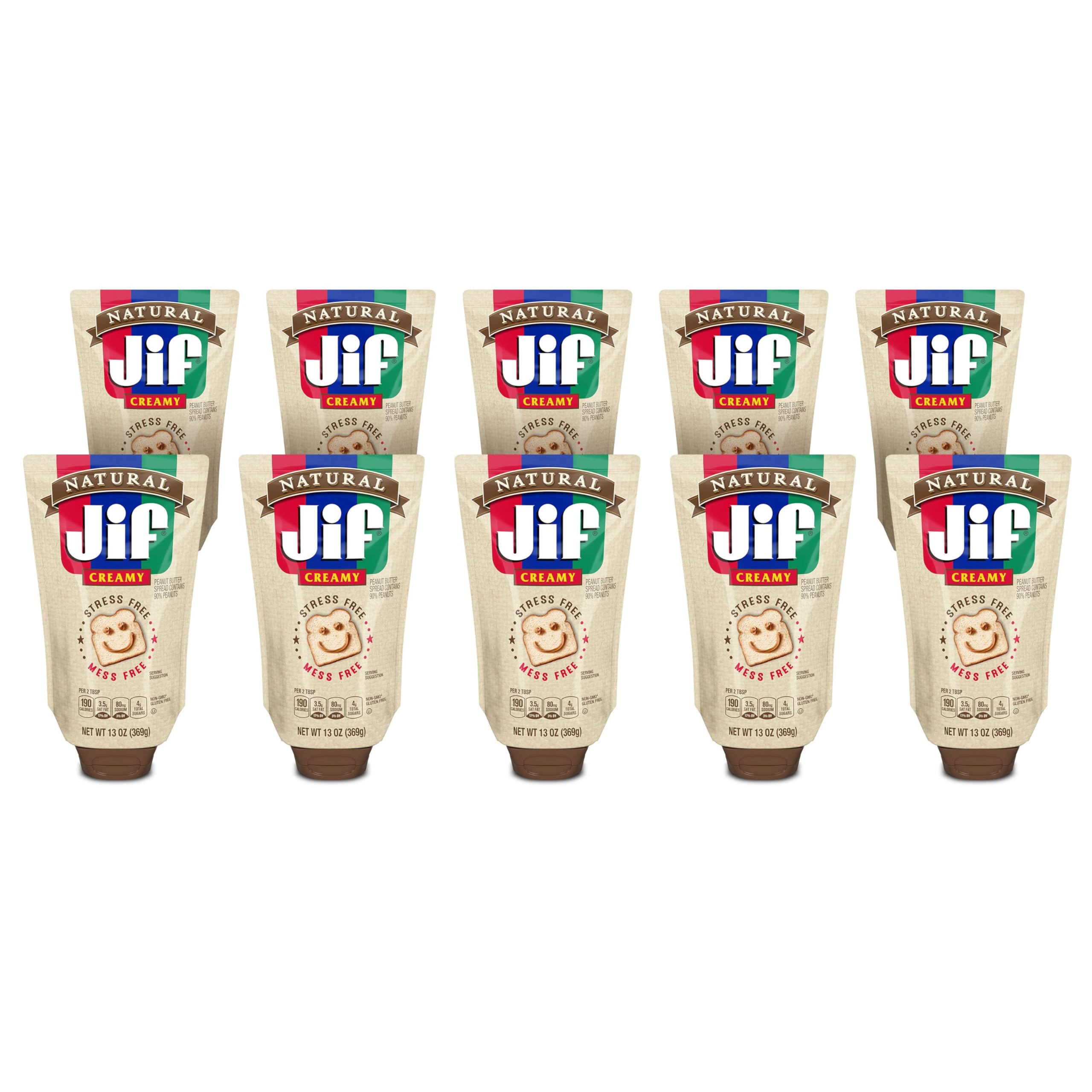 Jif Natural Squeeze front pouch view for quick, mess-free snacking.