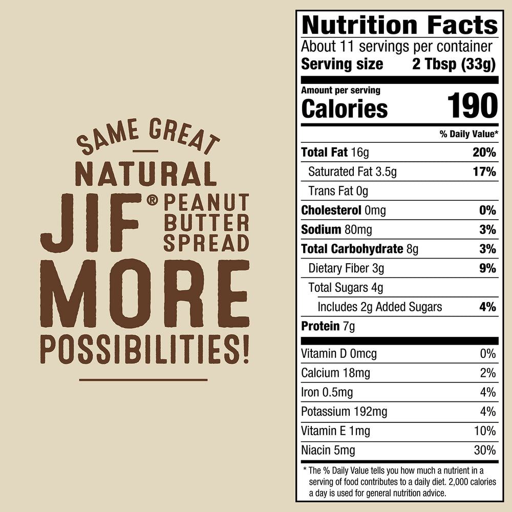 Jif peanut spread provides protein-rich flavor for quick meals.
