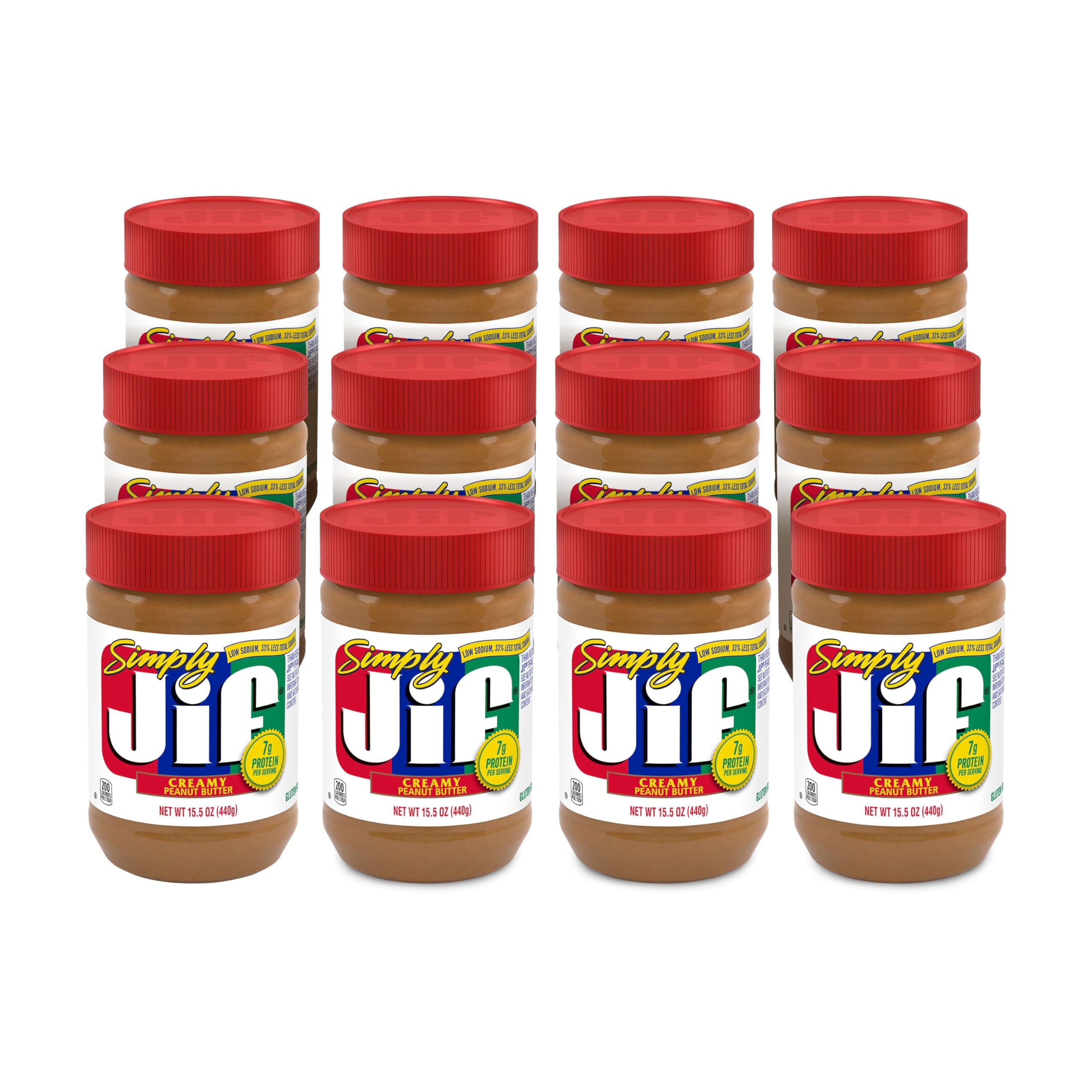 Simply Jif creamy peanut butter jar with smooth texture ideal for spreading
