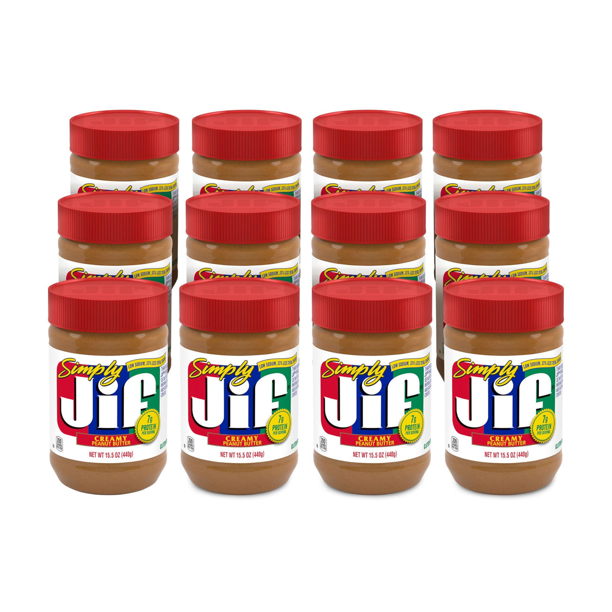Simply Jif creamy peanut butter jar with smooth texture ideal for spreading