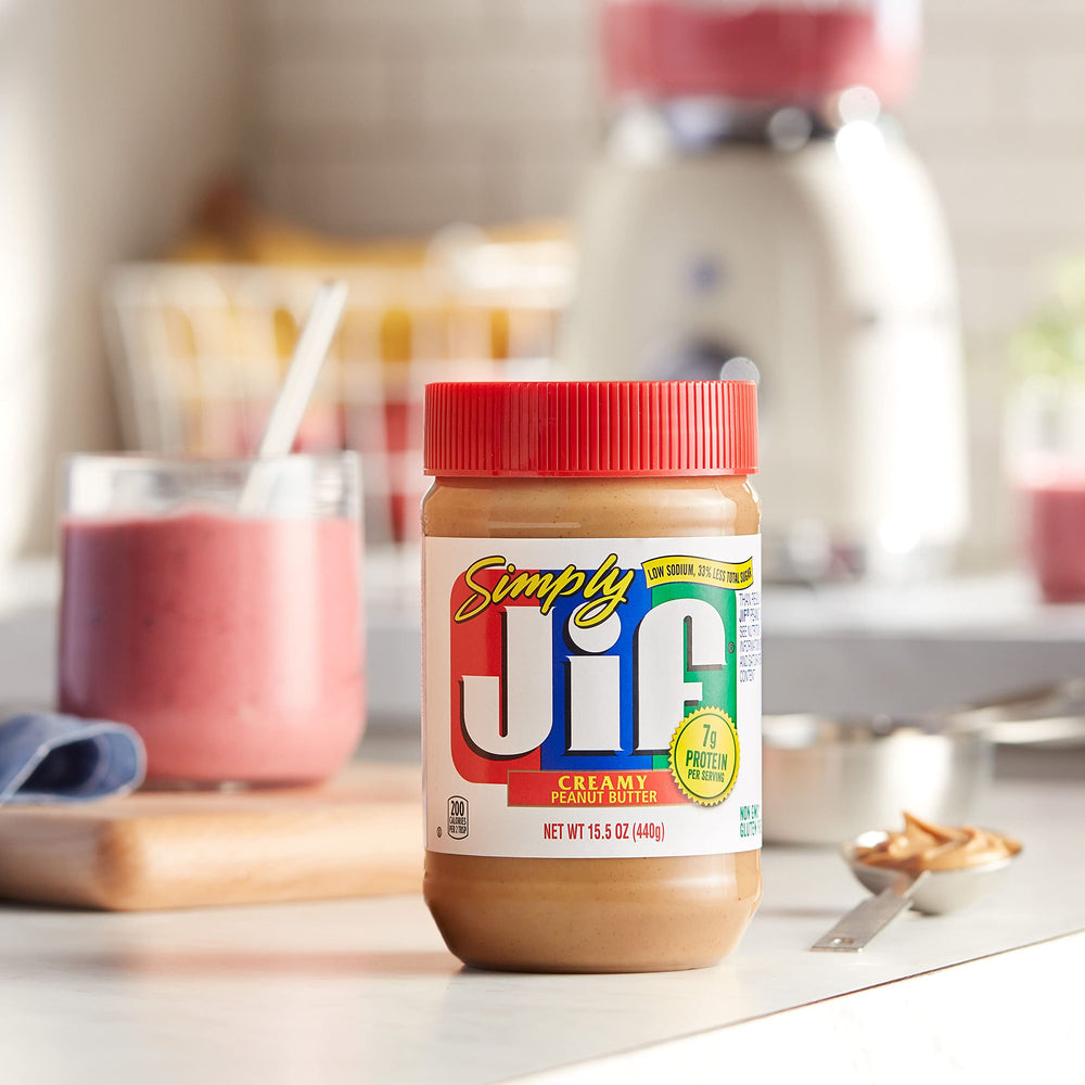Nutrition label highlights 7 g protein per serving of Simply Jif