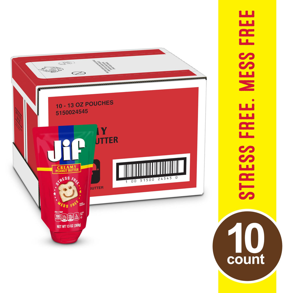 Jif Squeeze Creamy Peanut Butter spread on bread for a kid-friendly lunch.