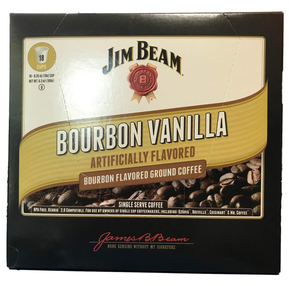 Jim Beam Bourbon Vanilla single-serve cups ready for Keurig brewers.