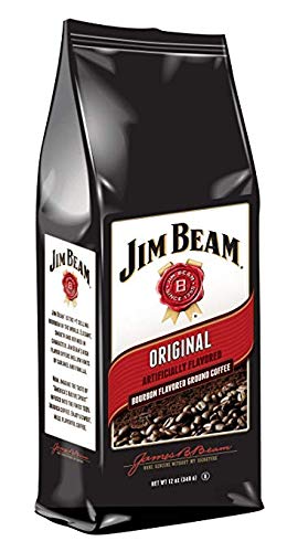 Jim Beam Original Bourbon Flavored Coffee bag offers smooth aroma for easy drip brewing.