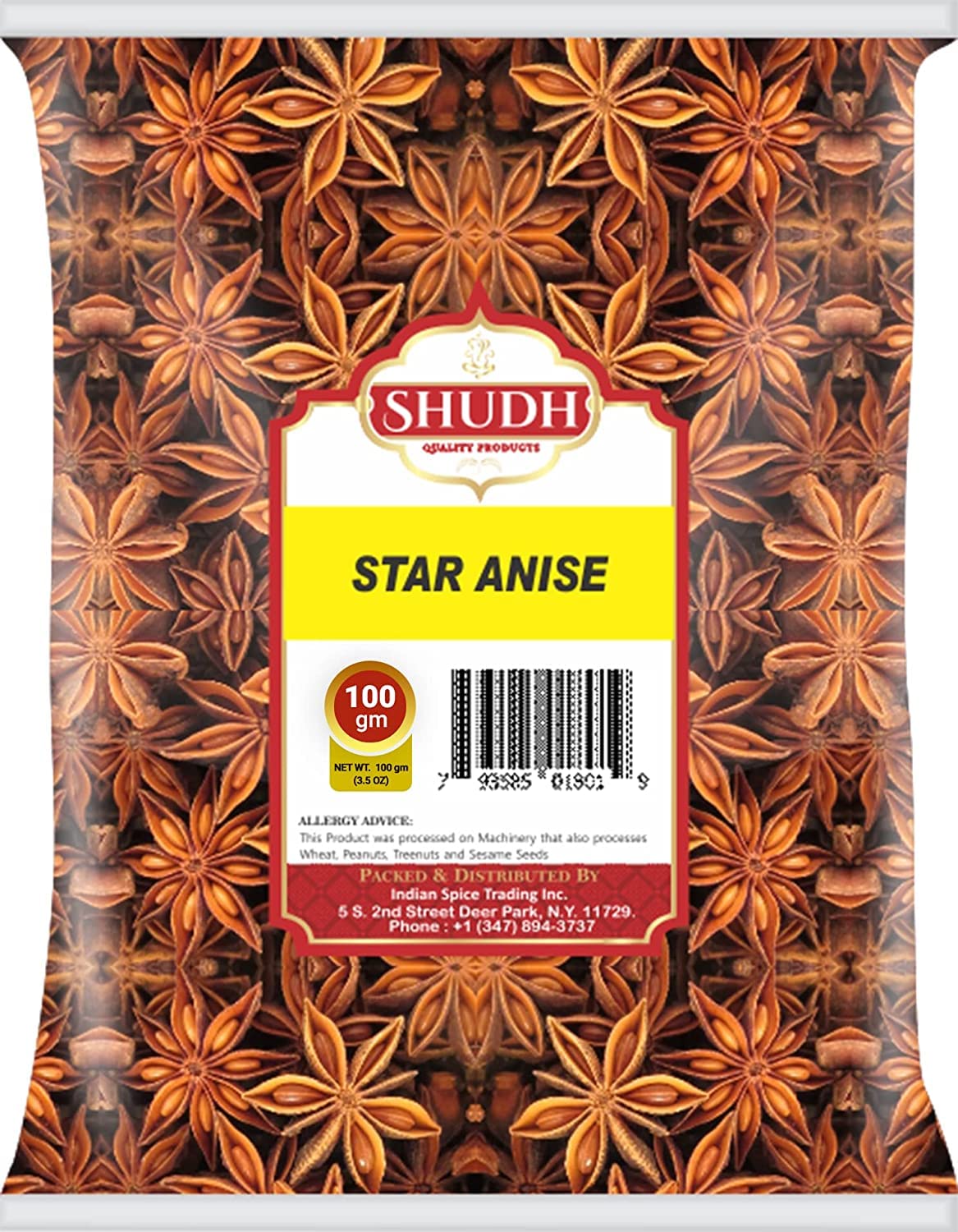 Jimidar Shudh Star Anise dried pods on wood surface