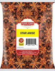Jimidar Shudh Star Anise dried pods on wood surface