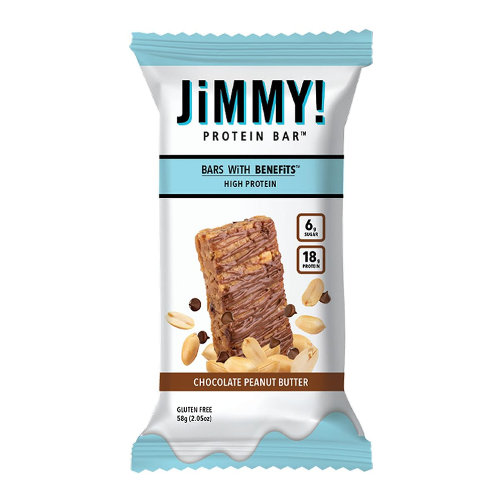 Jimmy's Bar chocolate peanut butter bar bite reveals creamy interior