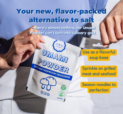 Jimoto Foods Umami Powder enhances stir-fries with savory glaze.