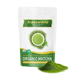 Jiuyu organic ceremonial-grade matcha powder in tin, ideal for traditional whisking.