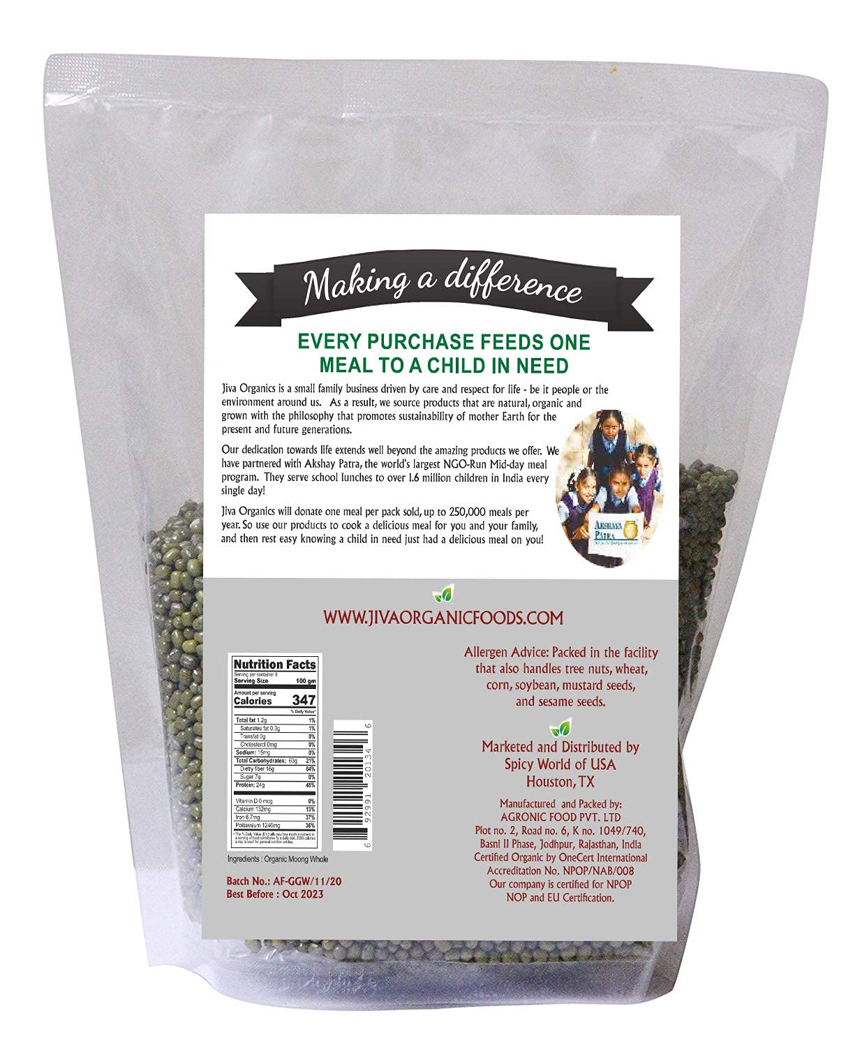 Jiva Organics 4 lb family-size bag ready for batch cooking.