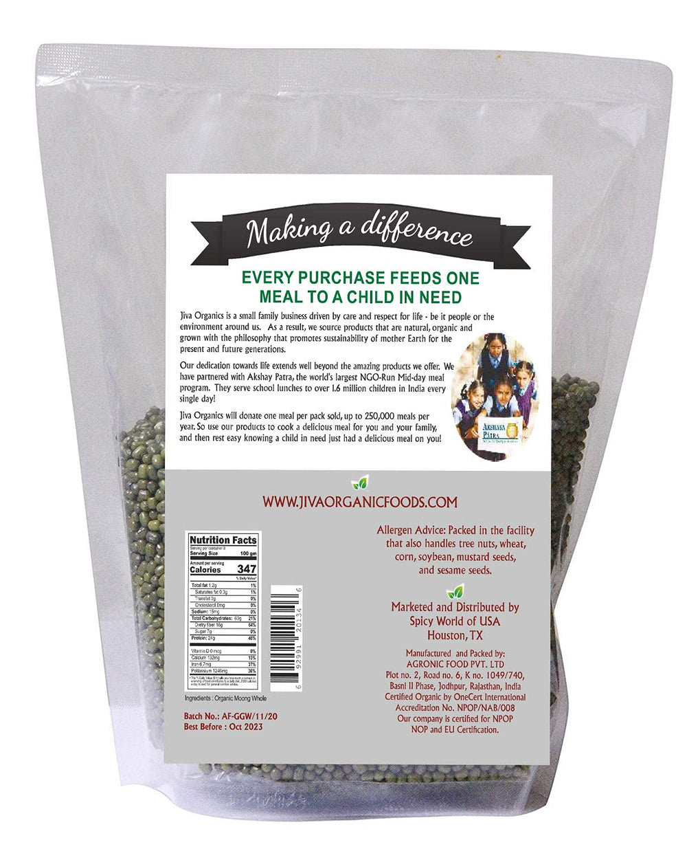 Jiva Organics 4 lb family-size bag ready for batch cooking.