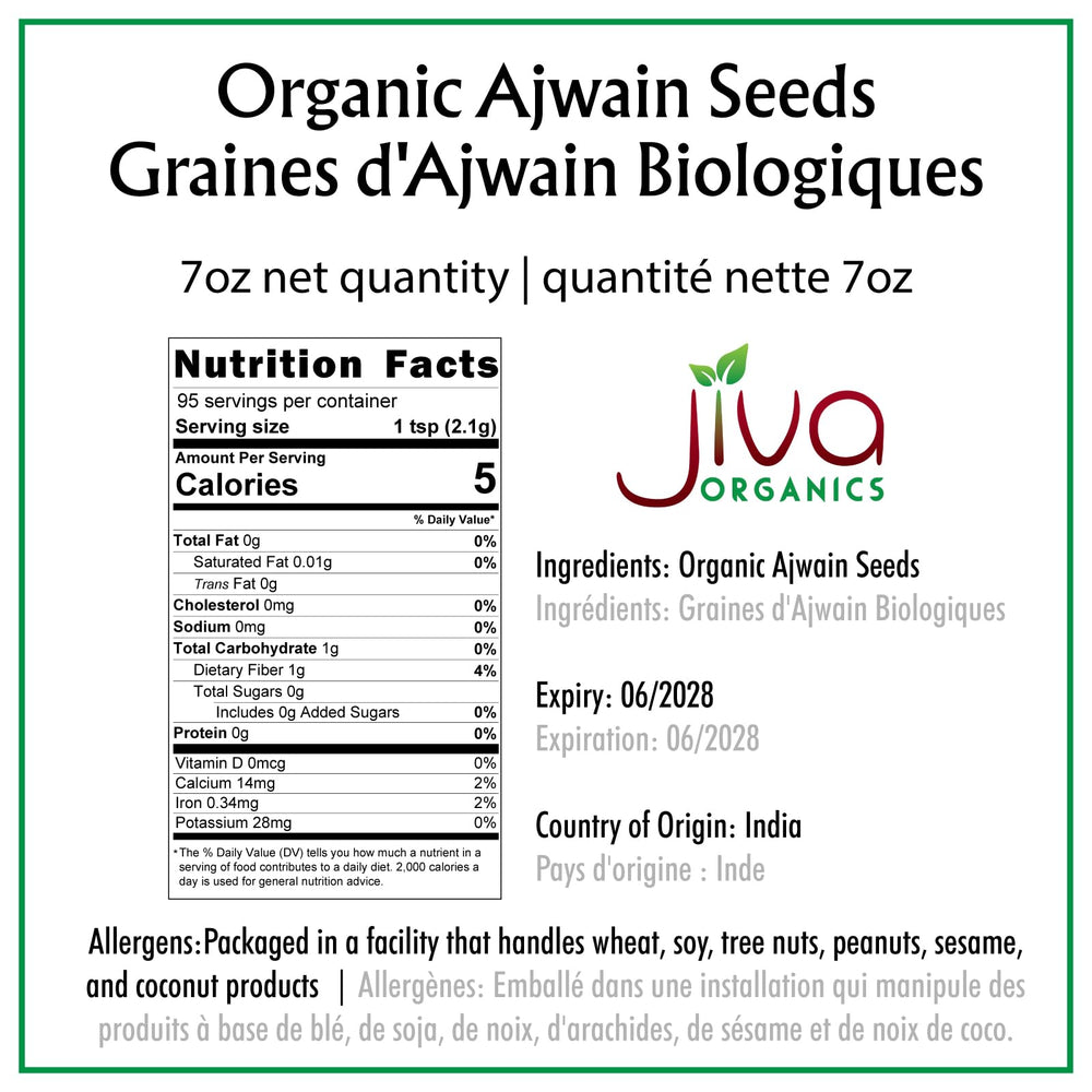 Closeup of Jiva Organics Ajwain seeds in jar highlighting intense aroma