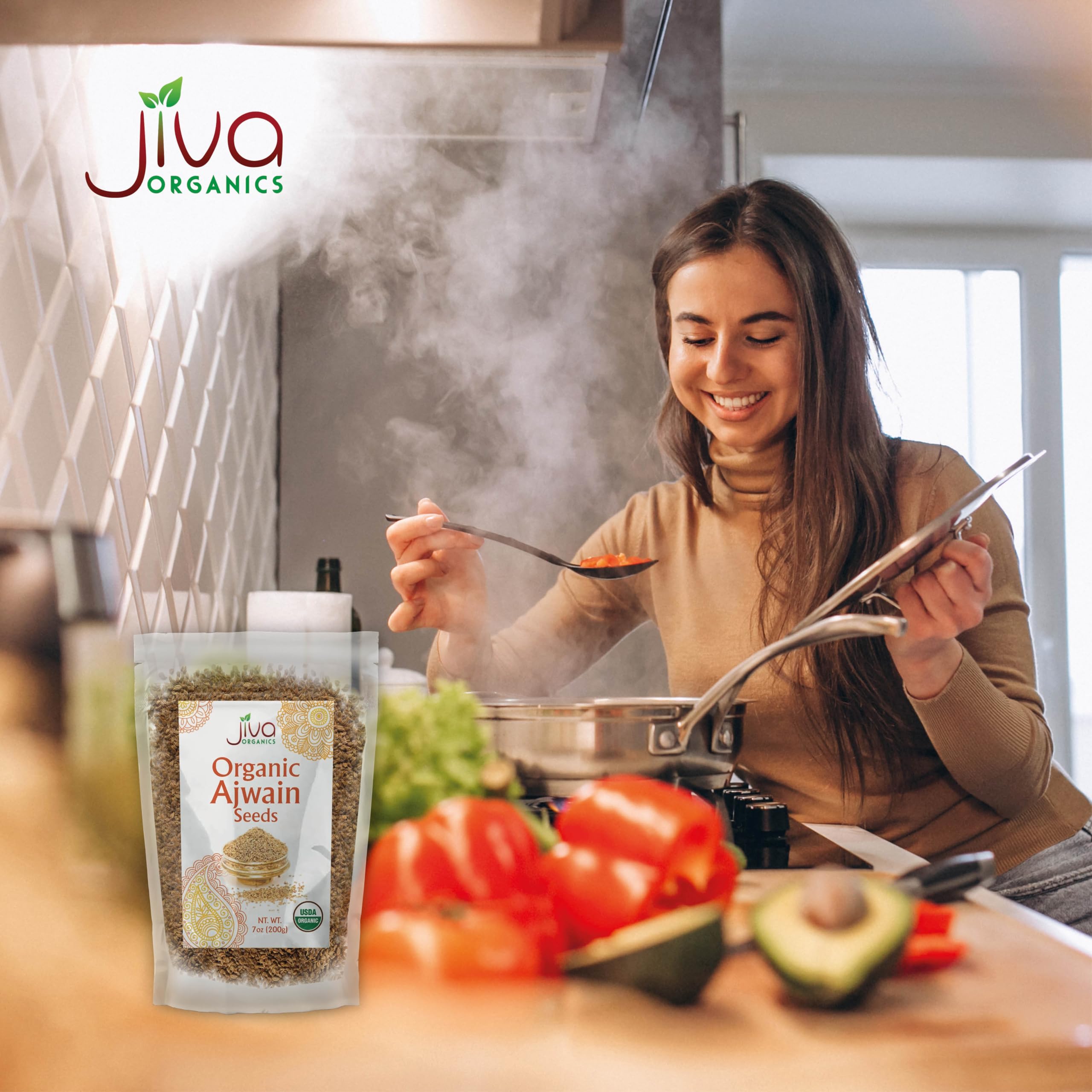 Measuring spoon with Ajwain seeds ideal for precise spice adding