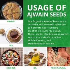 Spice-shelf display featuring Jiva Organics Ajwain seeds for everyday cooking