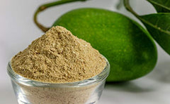 Close-up of Jiva Organics amchur powder texture highlighting citrusy flavor potential