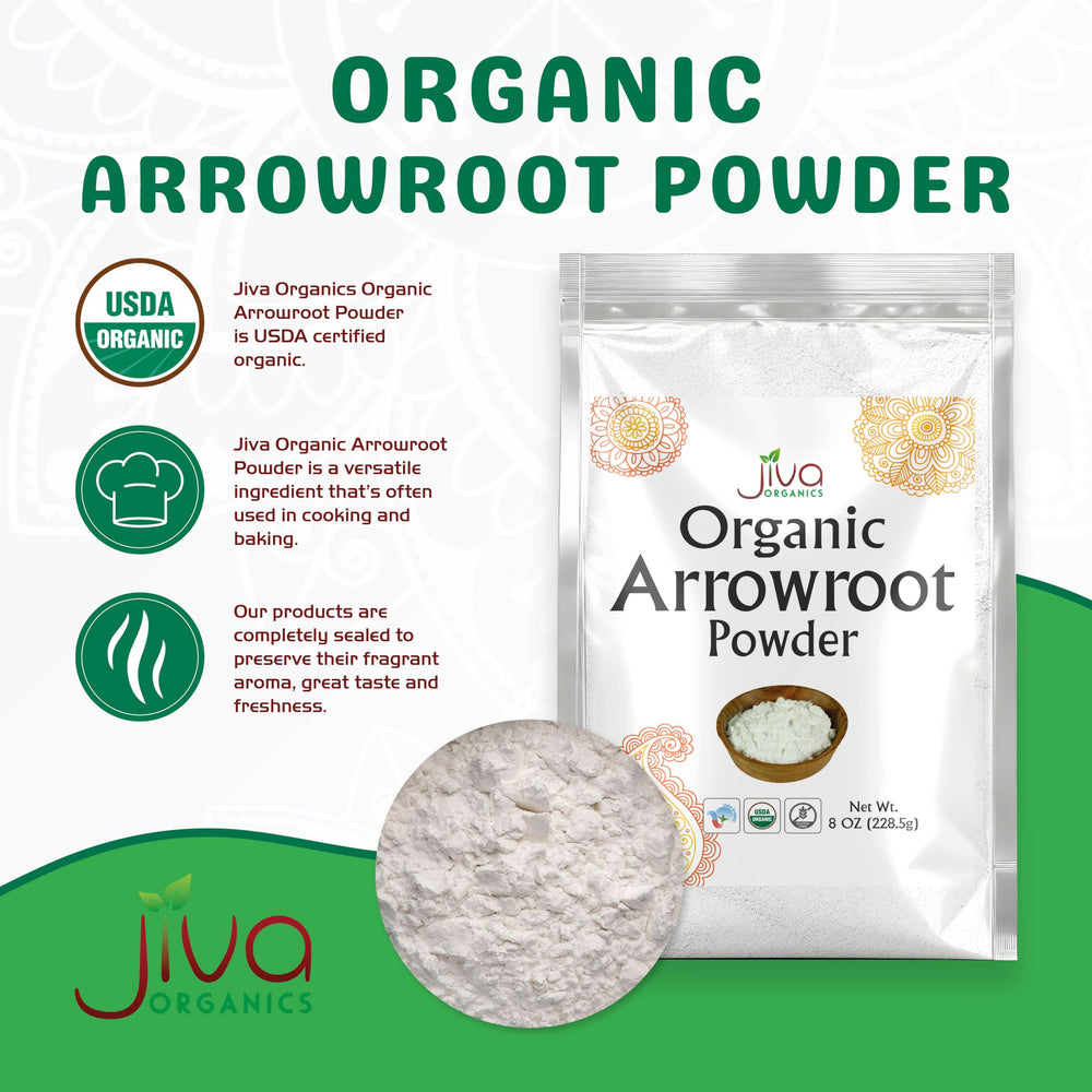 Jiva Organics arrowroot powder in a bowl for thickening