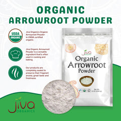 Jiva Organics arrowroot powder in a bowl for thickening