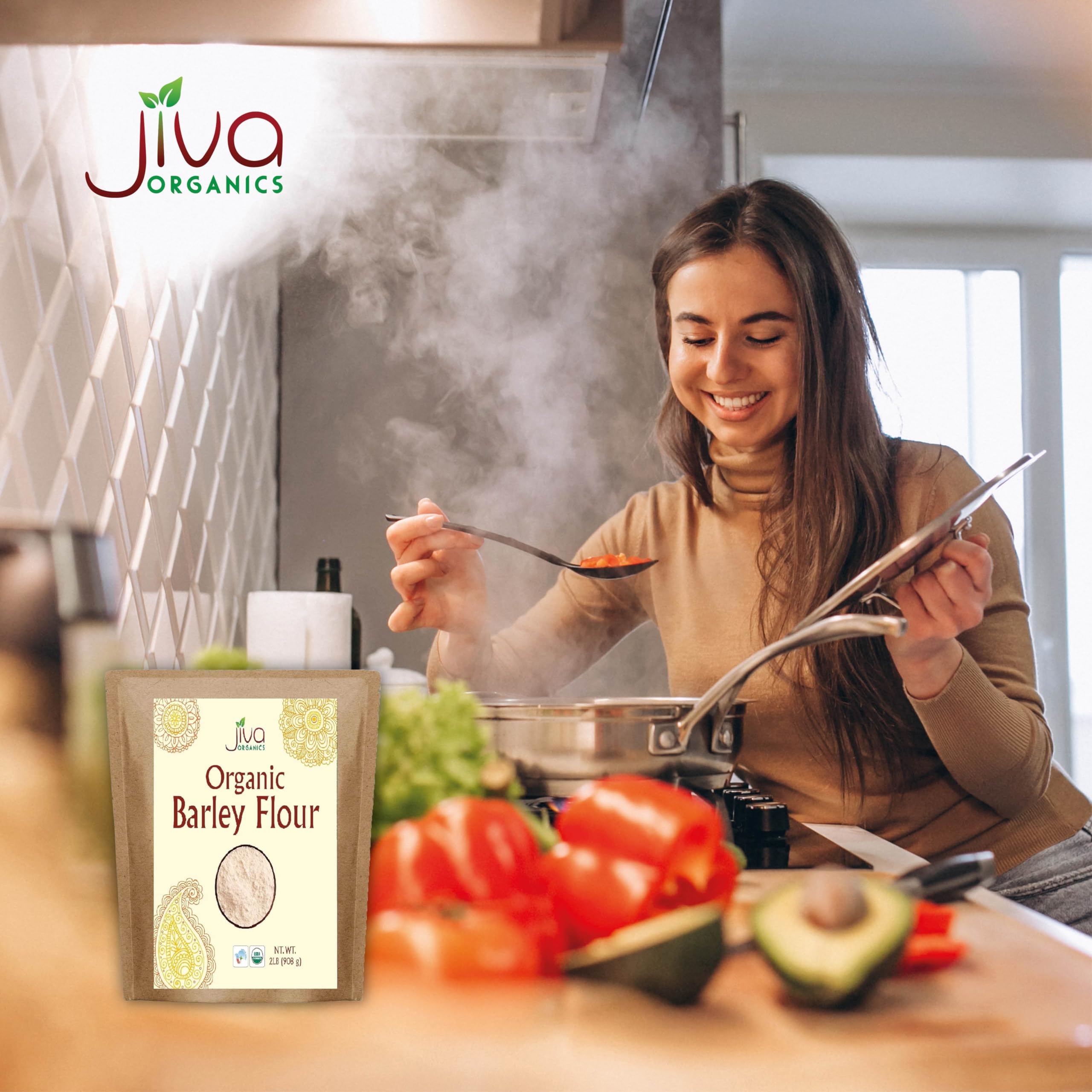 Jiva Organics Barley Flour 2lb baking bread inspires hearty loaves and rustic flavor