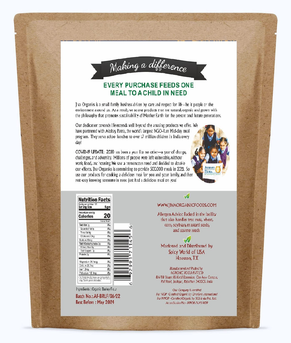 Jiva Organics Barley Flour 2lb kitchen scene invites versatile everyday baking