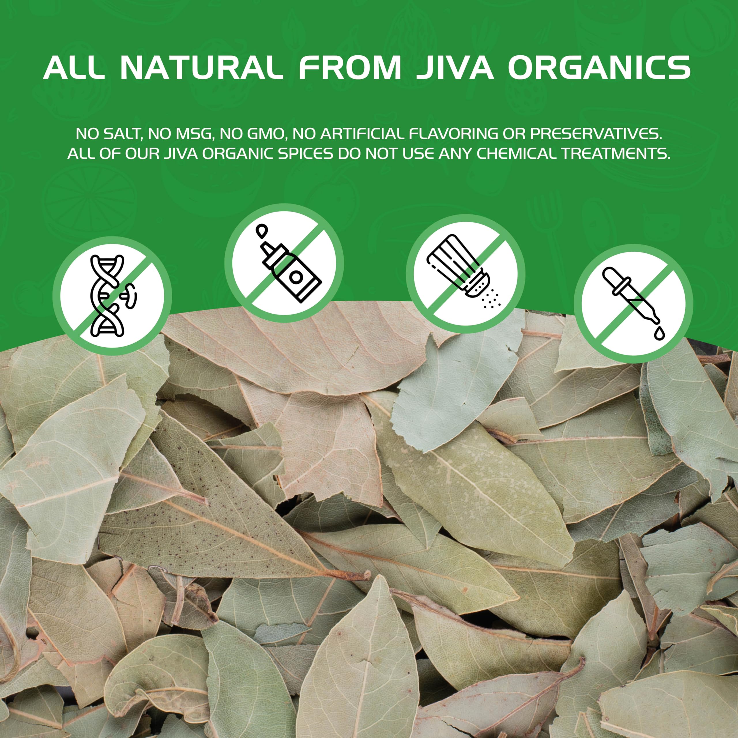 Jiva Organics bay leaves in kitchen setup for everyday use.