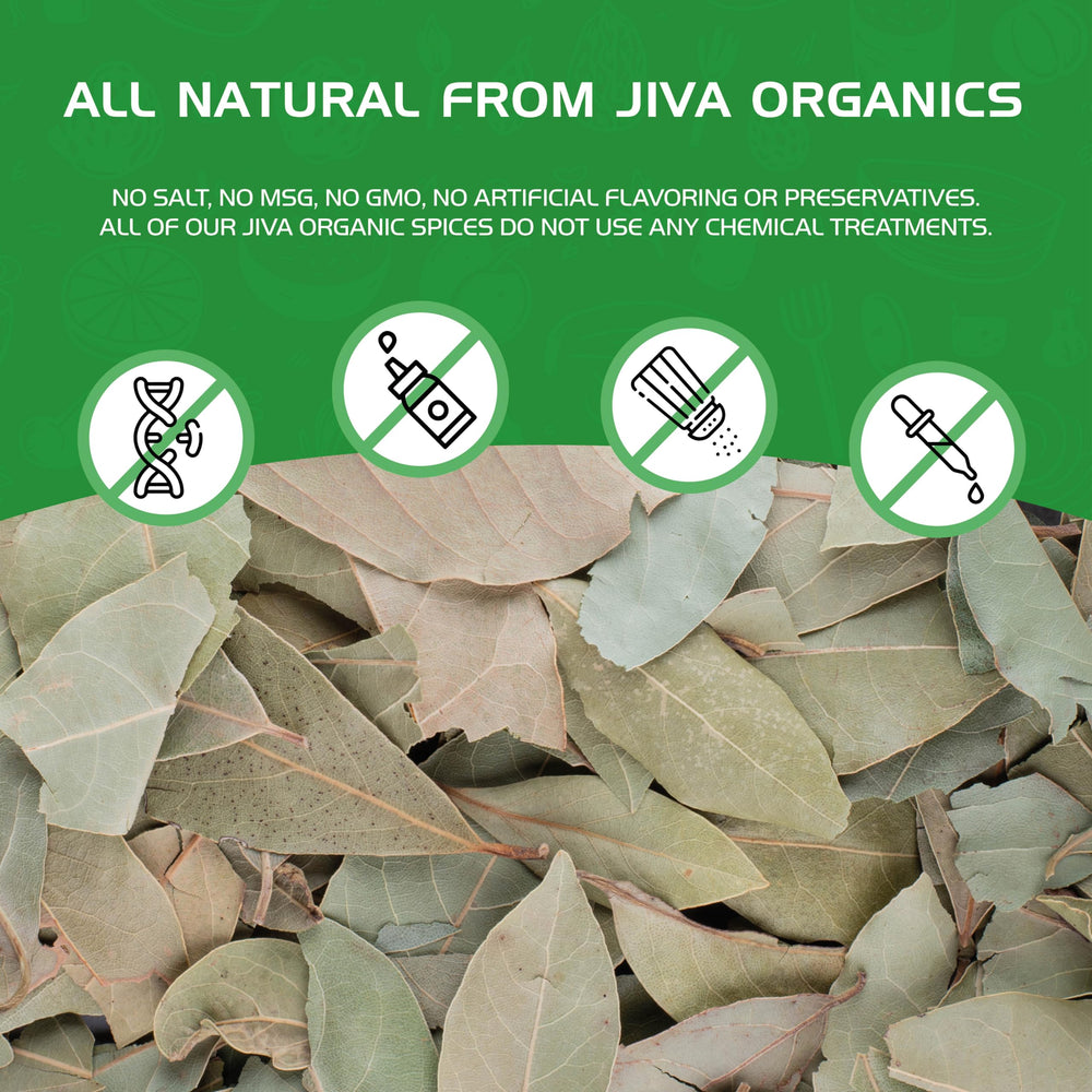 Jiva Organics bay leaves in kitchen setup for everyday use.